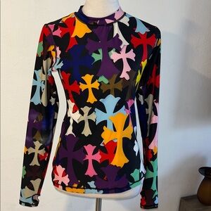 Colorful Patterned Long Sleeve Top